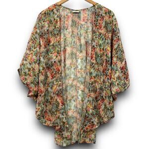 Malai Swimwear Lightweight Kimono Coverup Open Cardigan Abstract Floral Size S/M